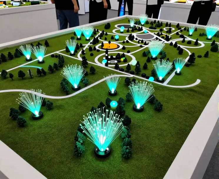 微米发光艺术:探析光纤技术在展会沙盘模型亮化中的精细照明应用缩略图 展会沙盘模型